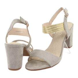 Sandals on the post Filippo DS817 gray / gold grey yellow 4