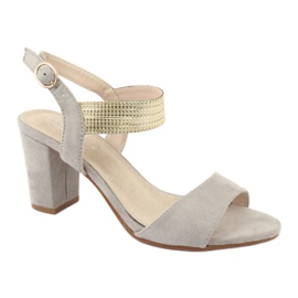 Sandals on the post Filippo DS817 gray / gold grey yellow 1