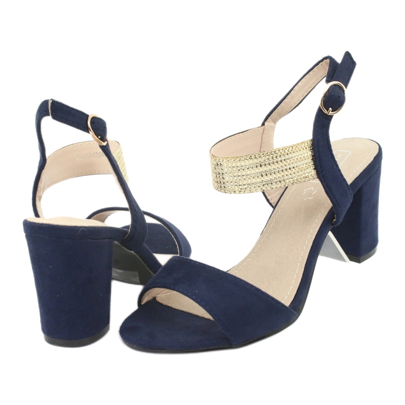 Sandals on the post of Filippo DS817 navy blue / gold 4