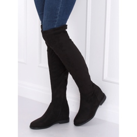 Over-the-knee boots on a hidden black wedge NS076P Black 2