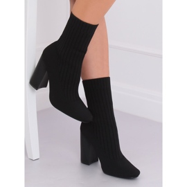 Black X8037 Black sock boots yellow 1