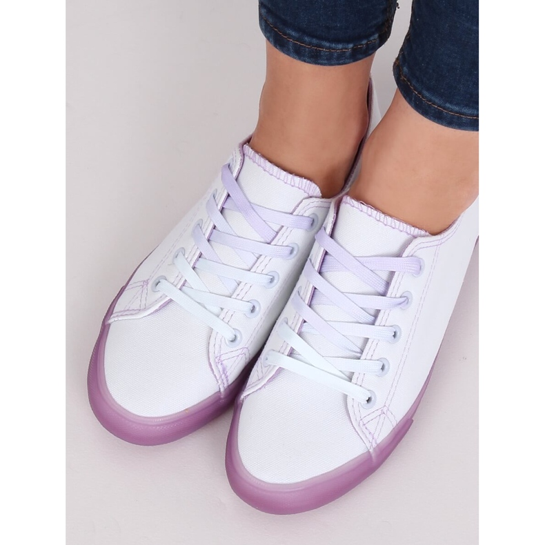 Women's ombre white and purple sneakers E3508 Purple violet 2
