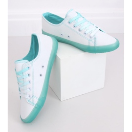 Women's ombre white and green sneakers E3508 Green 2