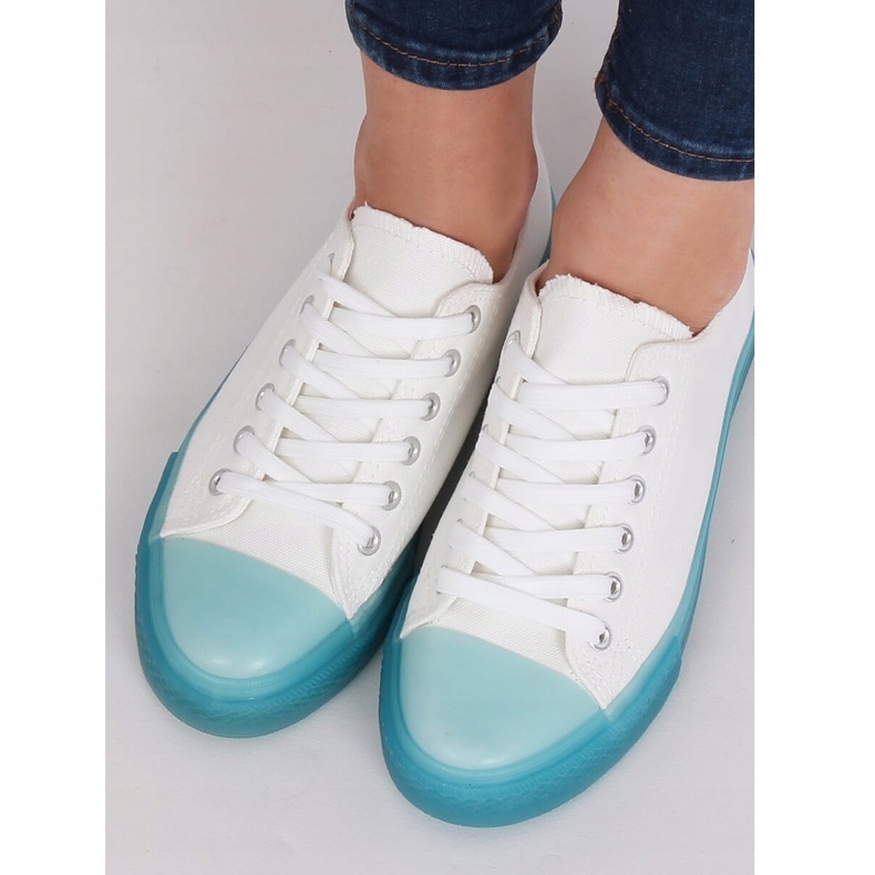 Sneakers on a colorful sole, white and blue FG-2948 Blue 1 Sneakers on a colorful sole, white and blue FG-2948 Blue 1