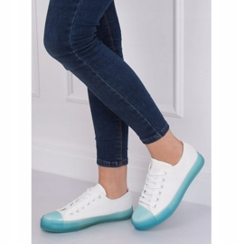 Sneakers on a colorful sole, white and blue FG-2948 Blue 2 Sneakers on a colorful sole, white and blue FG-2948 Blue 2