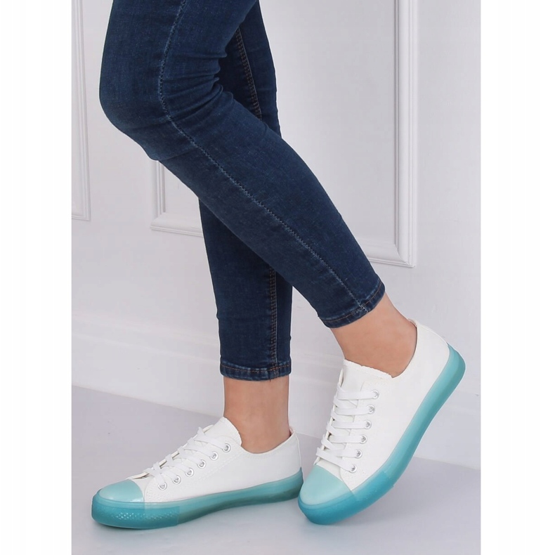 Sneakers on a colorful sole, white and blue FG-2948 Blue 2 Sneakers on a colorful sole, white and blue FG-2948 Blue 2