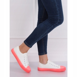 Sneakers on a colorful sole, white and pink FG-2948 Pink 1