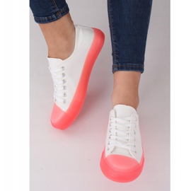 Sneakers on a colorful sole, white and pink FG-2948 Pink 2