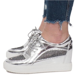 Adele Silver Lacquered Openwork Sneakers grey 1