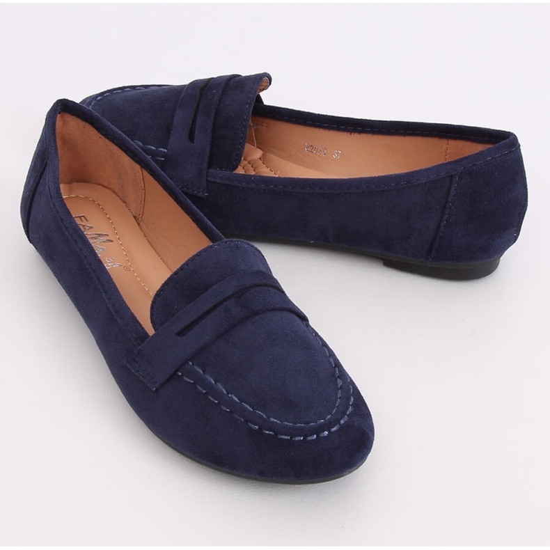 Women's navy blue loafers B2030 Dk Blue 1