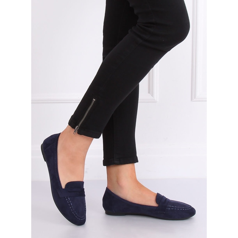 Women's navy blue loafers B2030 Dk Blue 2