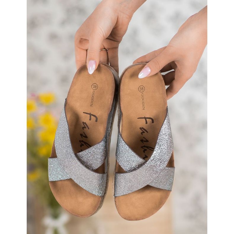 Goodin Comfortable Silver Slippers grey 1