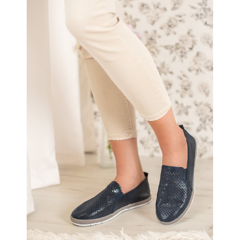 Goodin Openwork Leather Espadrilles blue 1