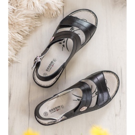 Goodin Leather Wedge Sandals black 2