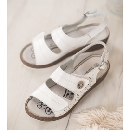 Goodin Leather Wedge Sandals white 1