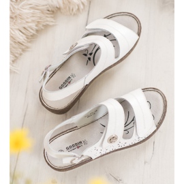 Goodin Leather Wedge Sandals white 2