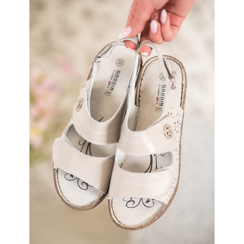 Goodin Leather Wedge Sandals brown 1