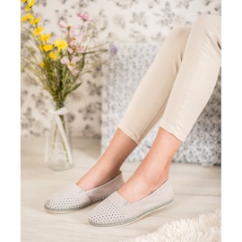 Goodin Openwork Leather Ballerina grey 1