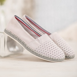 Goodin Openwork Leather Ballerina grey 2