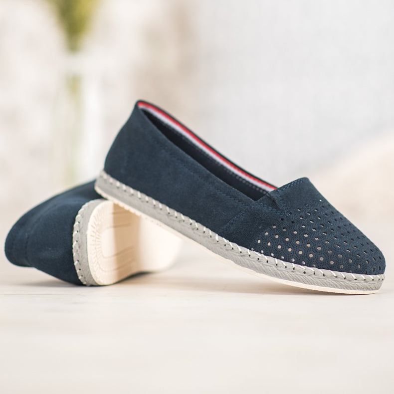 Goodin Openwork Leather Ballerina blue 2 Goodin Openwork Leather Ballerina blue 2