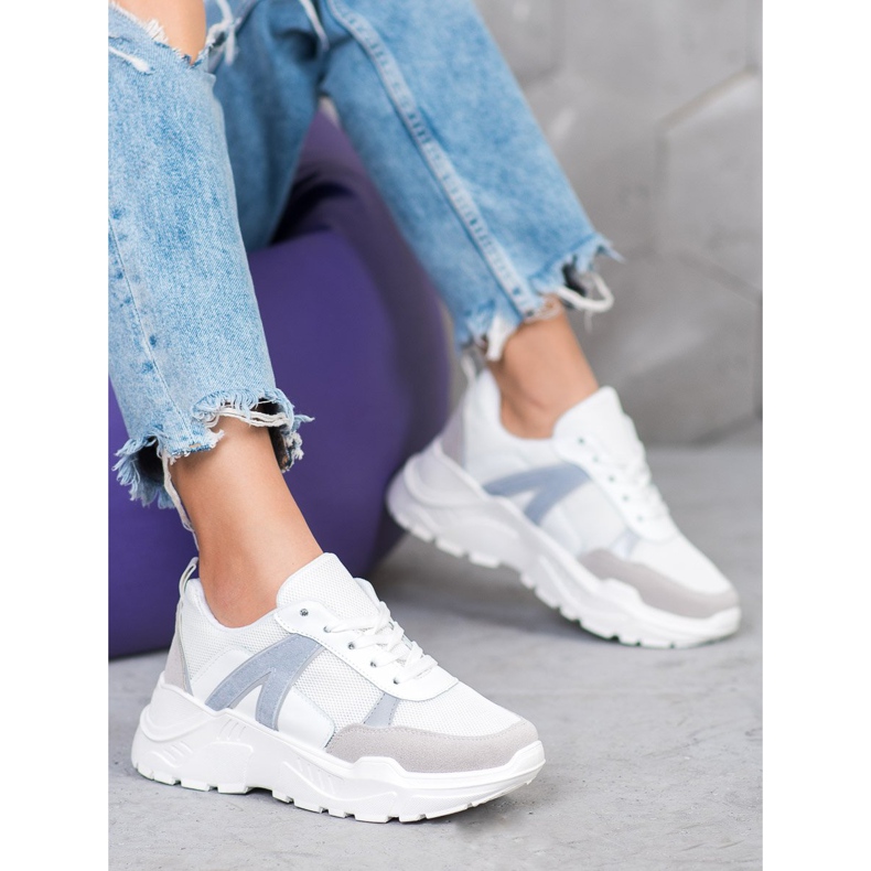 SHELOVET Sports Sneakers white blue grey 2