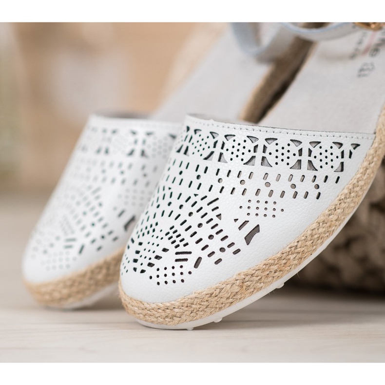 VINCEZA Leather Buckle Shoes white 1