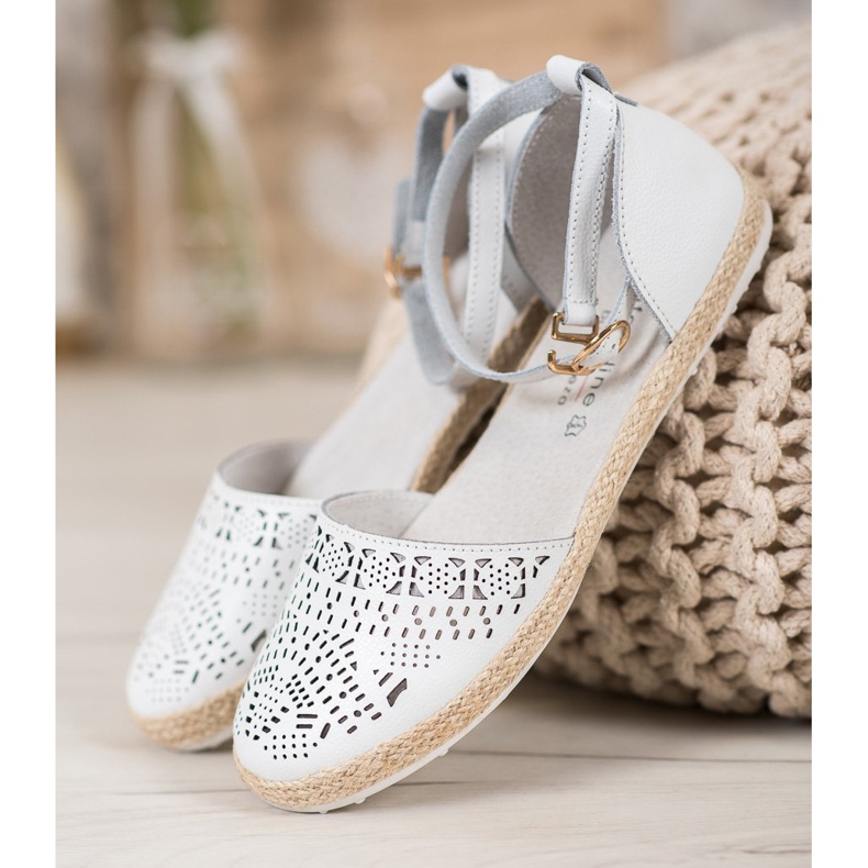 VINCEZA Leather Buckle Shoes white 2