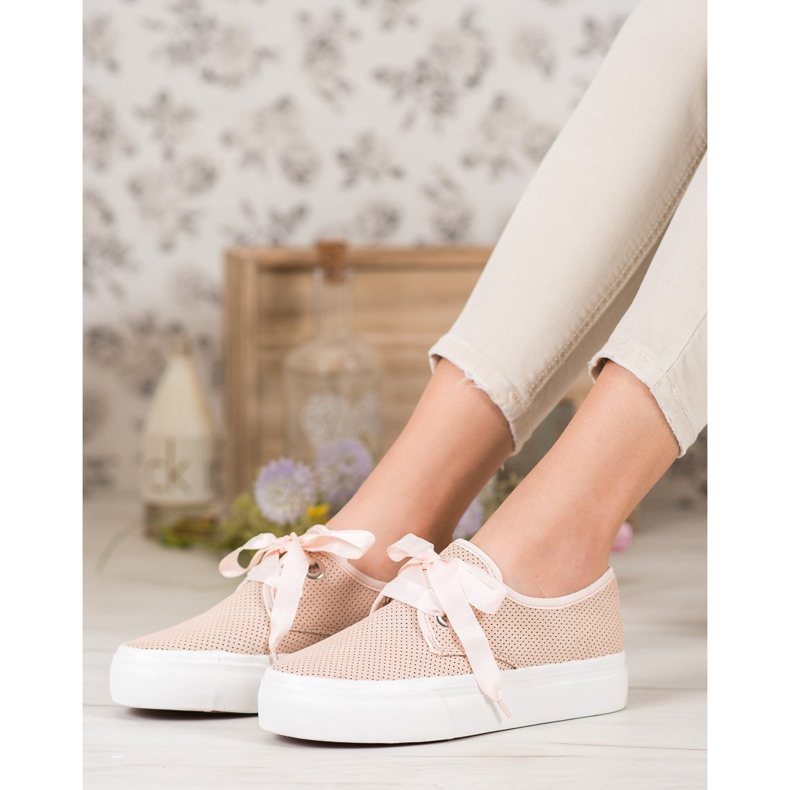 Kylie Sneakers Tied With A Ribbon brown 1