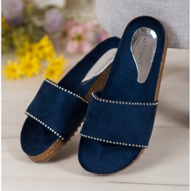 Goodin Suede Slippers navy blue 1