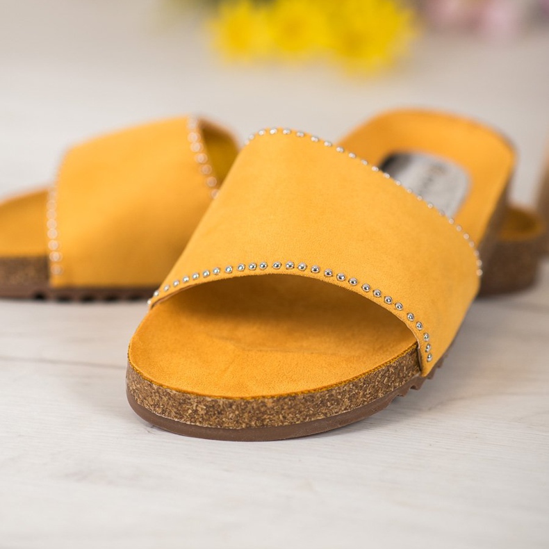 Goodin Suede Slippers yellow 1