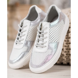 Goodin Leather brocade shoes white 2