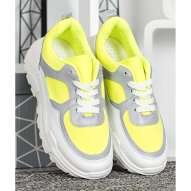 SHELOVET Stylish Sneakers white yellow 1