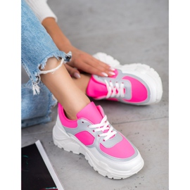 SHELOVET Stylish Sneakers white pink 2