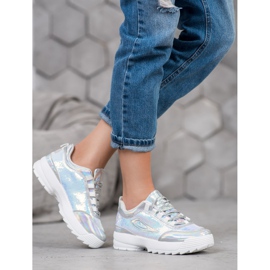 SHELOVET Sneakers With Sequins white grey 2