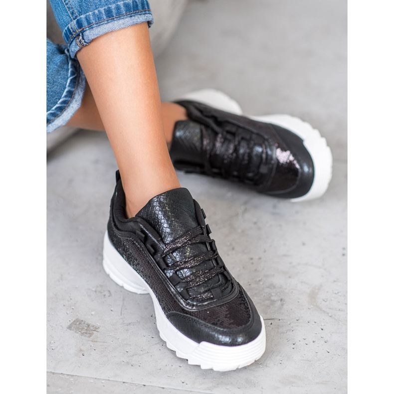 SHELOVET Sneakers With Sequins black 2