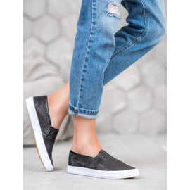 SHELOVET Slip On Sneakers With Glitter black 1