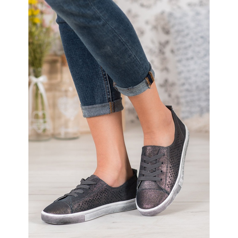 VINCEZA Leather Sneakers grey 1 VINCEZA Leather Sneakers grey 1