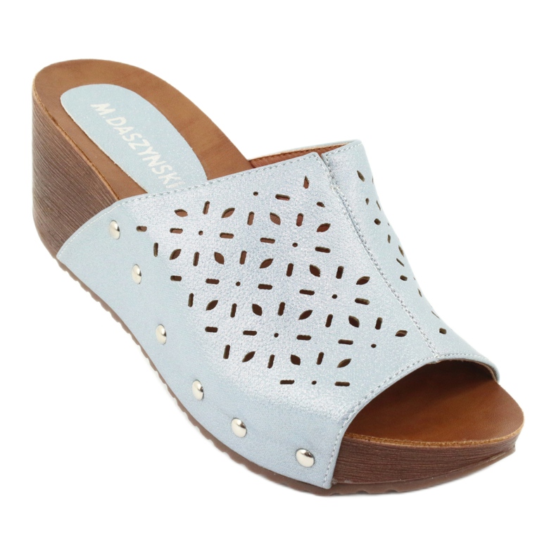 M.Daszyński Women's wedge slippers Daszyński SA144-8 blue 1