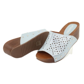 M.Daszyński Women's wedge slippers Daszyński SA144-8 blue 5