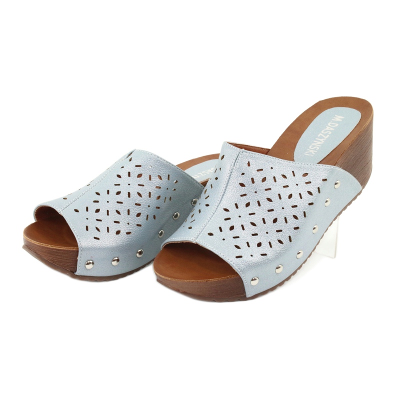 M.Daszyński Women's wedge slippers Daszyński SA144-8 blue 3