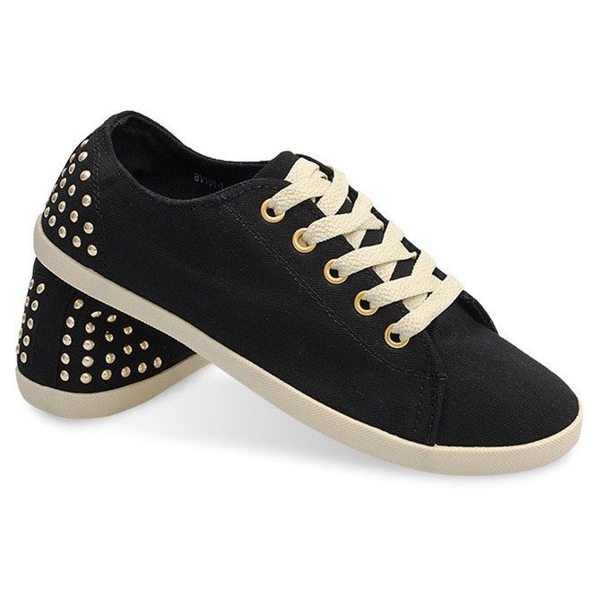 Cloth Sneakers With Studs VB67 Black 2