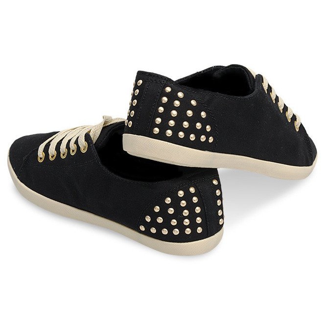 Cloth Sneakers With Studs VB67 Black 1