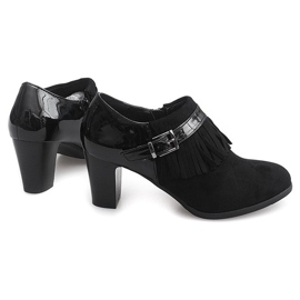 Booties On Heel Boho Fringe 6660 Black 1