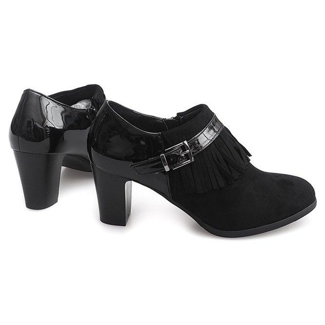 Booties On Heel Boho Fringe 6660 Black 1