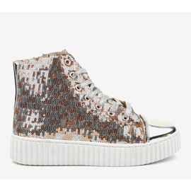 Silver sneakers on a platform with 1761 zippers grey 2