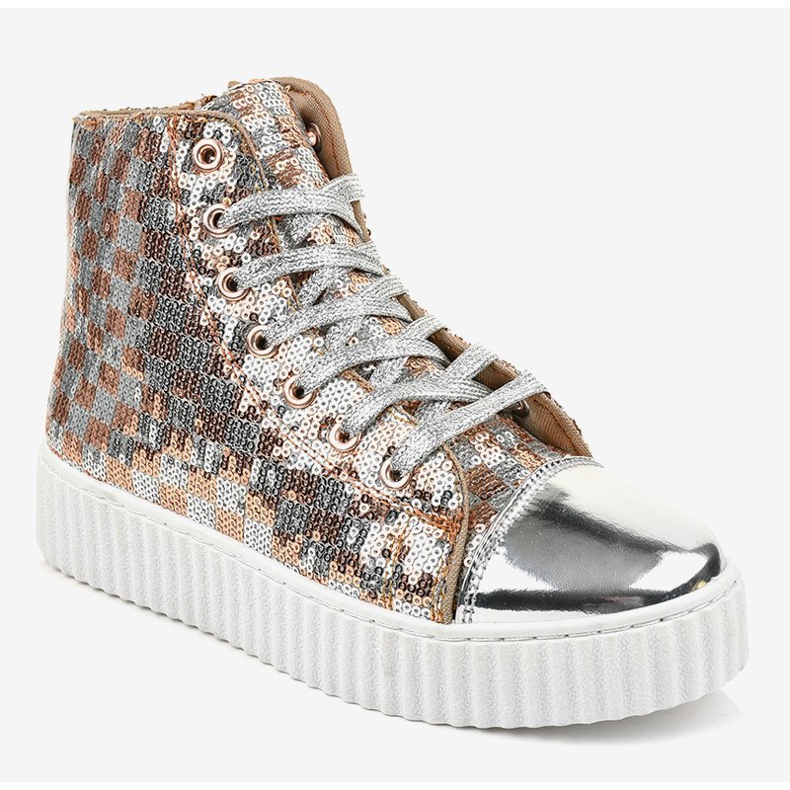 Silver sneakers on a platform with 1761 zippers grey 1