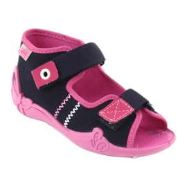 Girls slippers turnips Befado 242p056 navy blue pink 1