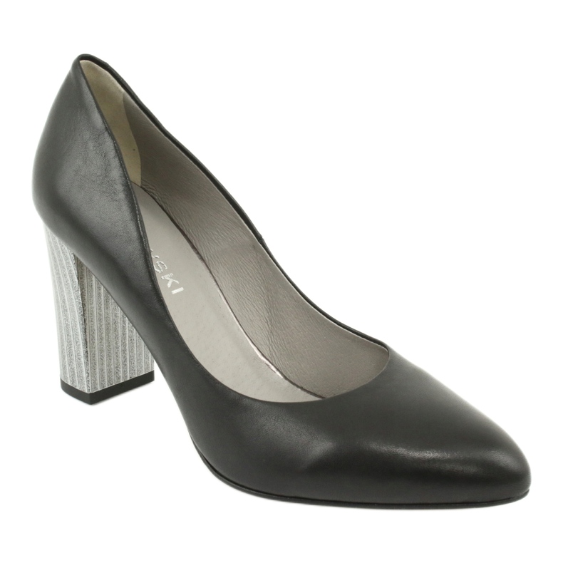 Kaniowski leather pumps on a decorative post 4277 black 1