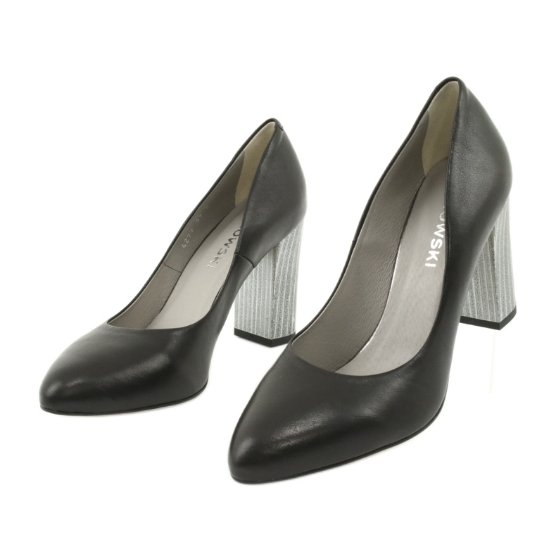 Kaniowski leather pumps on a decorative post 4277 black 3
