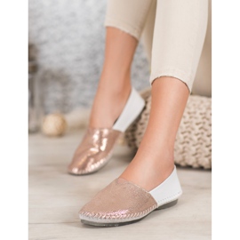 VINCEZA leather slipons white yellow 2